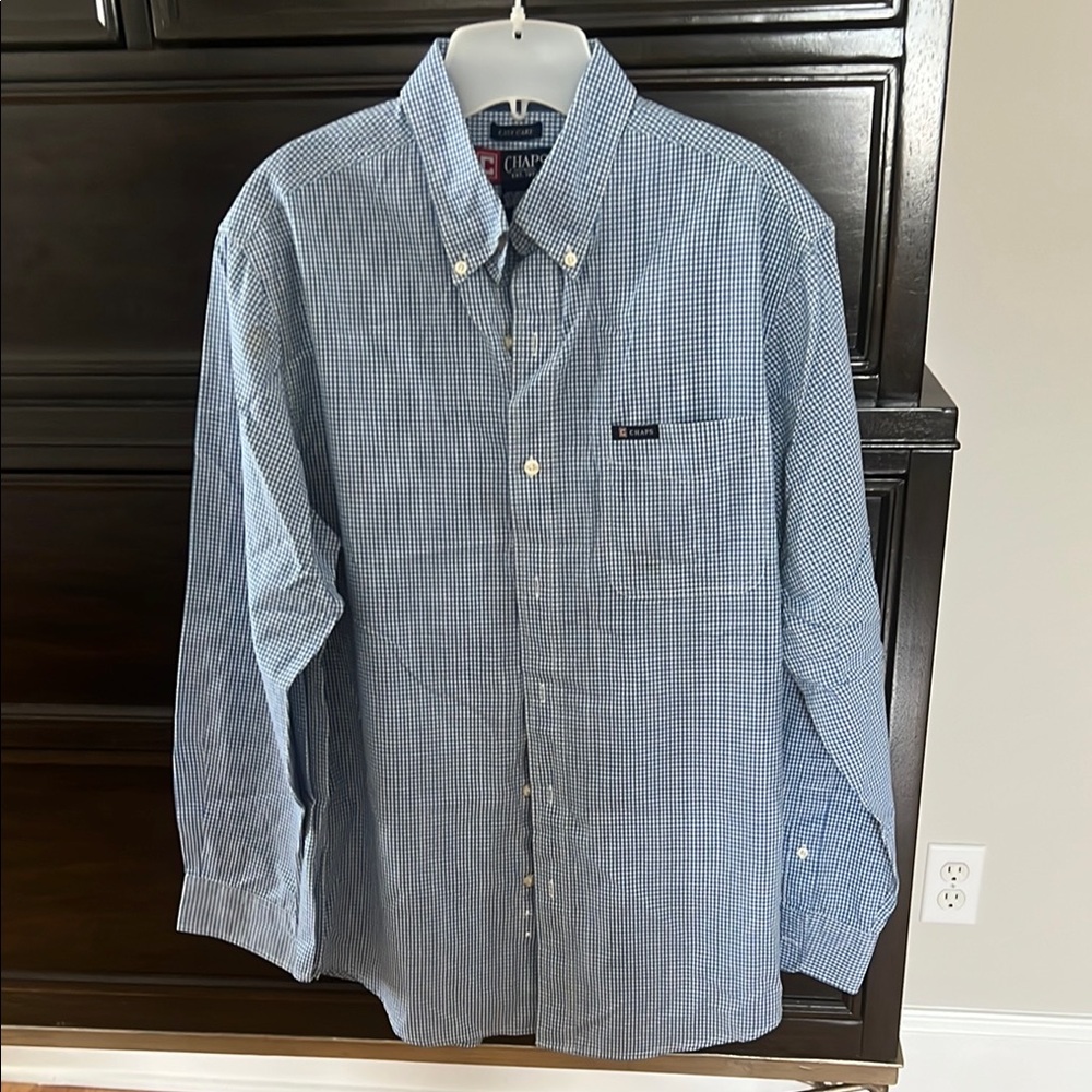 Chaps Blue Casual Button Down Shirt‎ Classic Design
